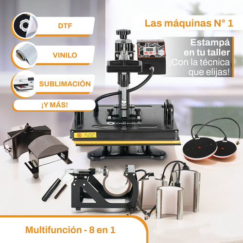 Estampadora 8en1  - Color Sublime + tintas, cinta térmica y tela teflonada