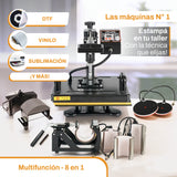 Estampadora 8en1  - Color Sublime + tintas, cinta térmica y tela teflonada