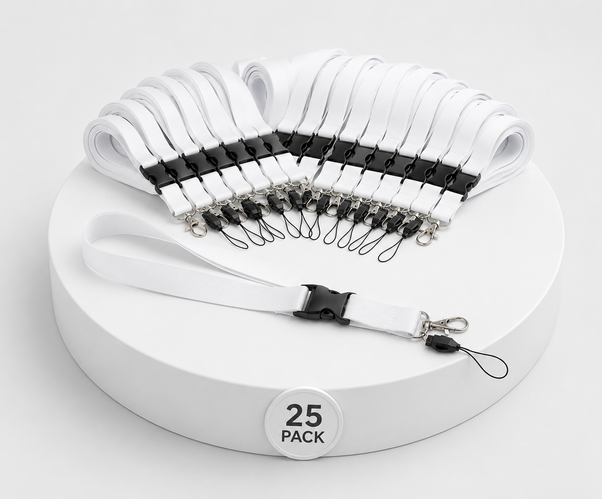 Lanyard Blanco Sublimable 2x50 Porta-Credencial Desmontable